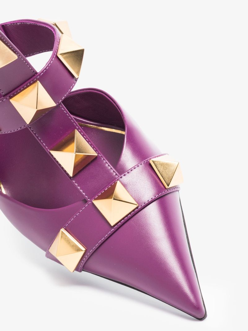 Purple Roman Stud 80 Leather Pumps