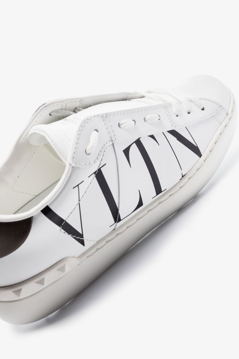 White Open Vltn Low Top Leather Sneakers