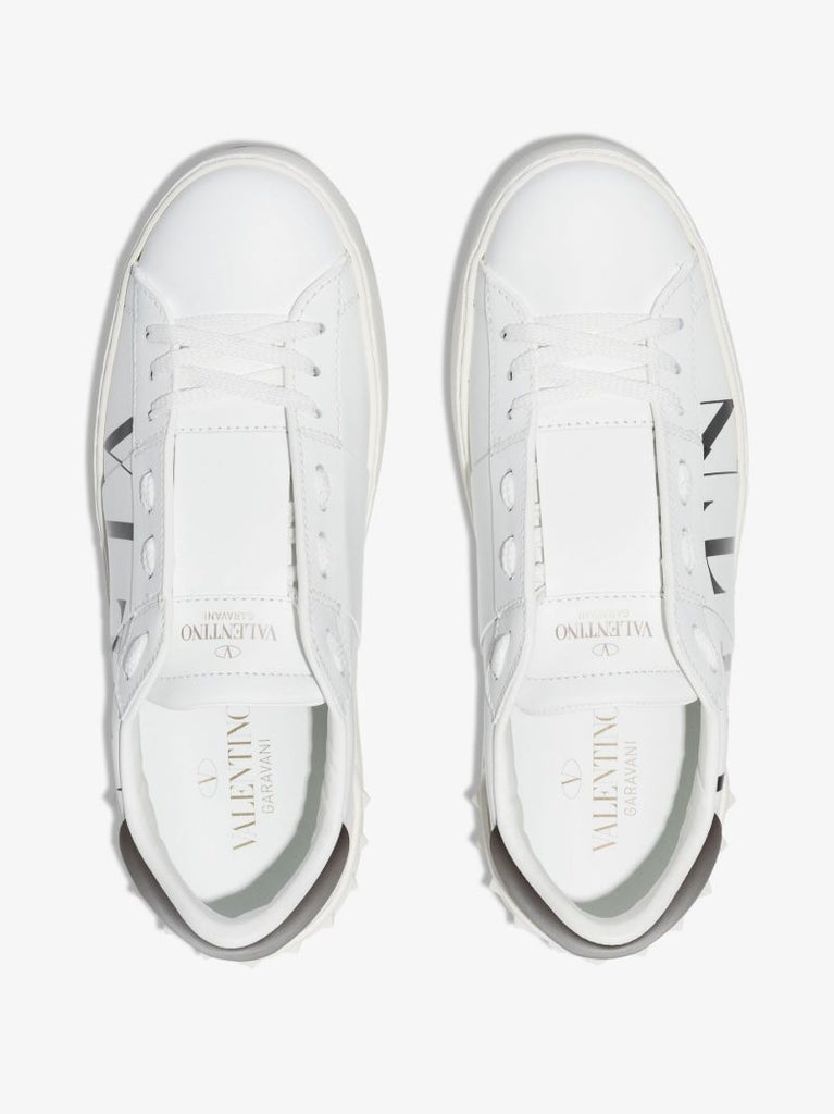 White Open Vltn Low Top Leather Sneakers