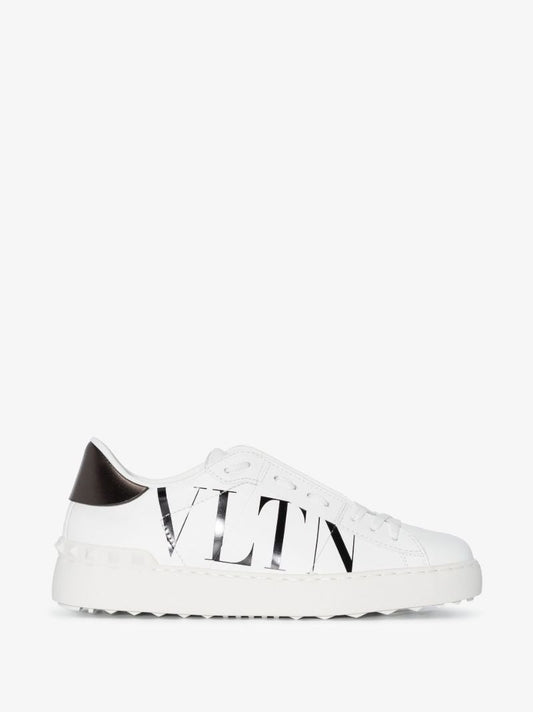White Open Vltn Low Top Leather Sneakers