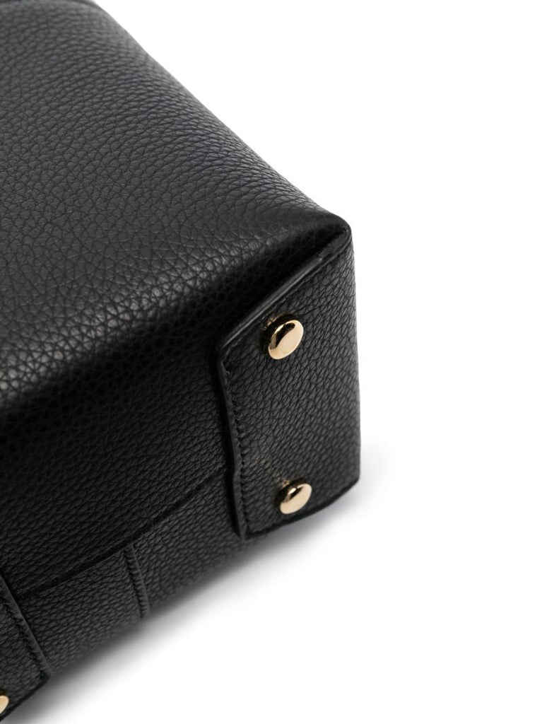 Black Gancini Mini Leather Bucket Bag
