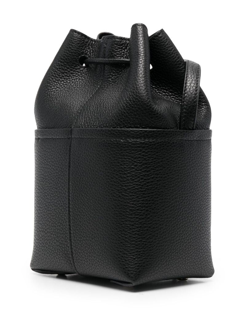 Black Gancini Mini Leather Bucket Bag