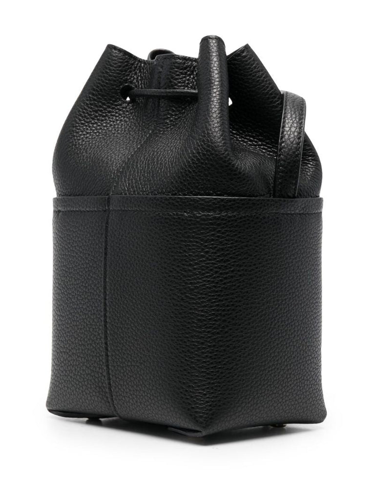 Black Gancini Mini Leather Bucket Bag