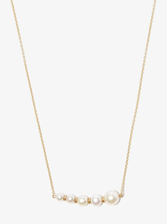 14k Yellow Gold Lune Pearl Necklace