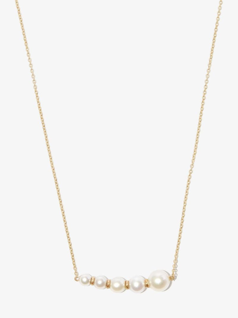 14k Yellow Gold Lune Pearl Necklace