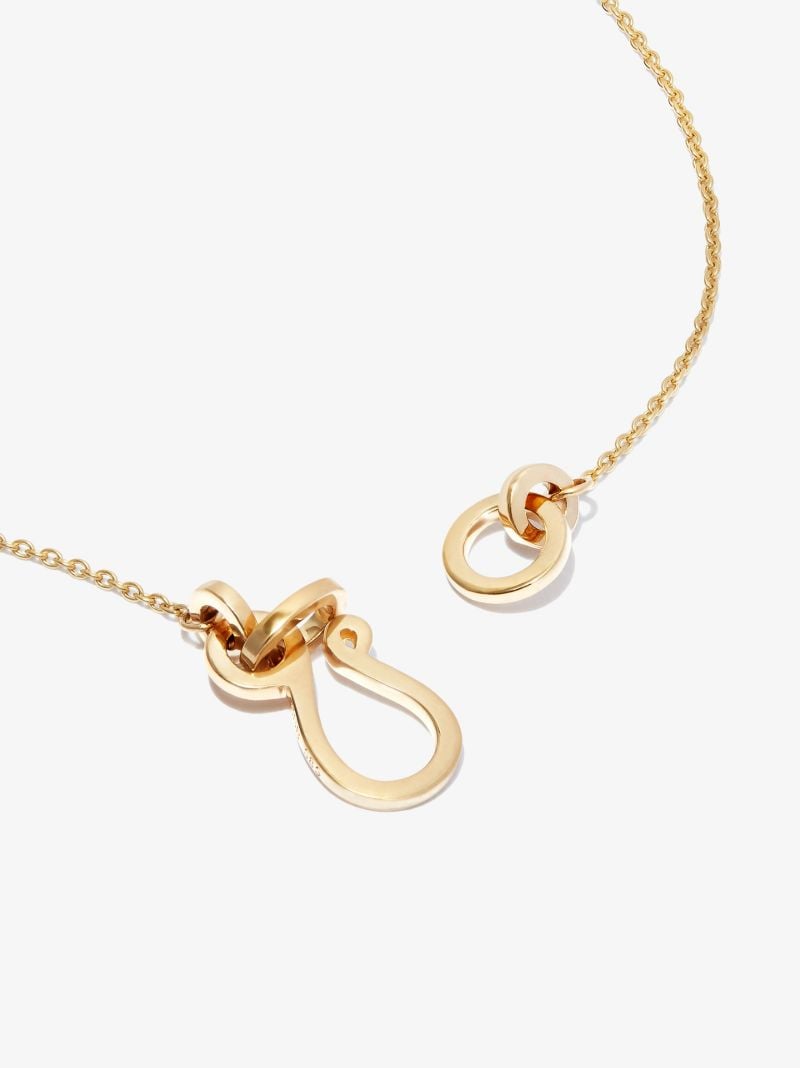 14k Yellow Gold Lune Pearl Necklace
