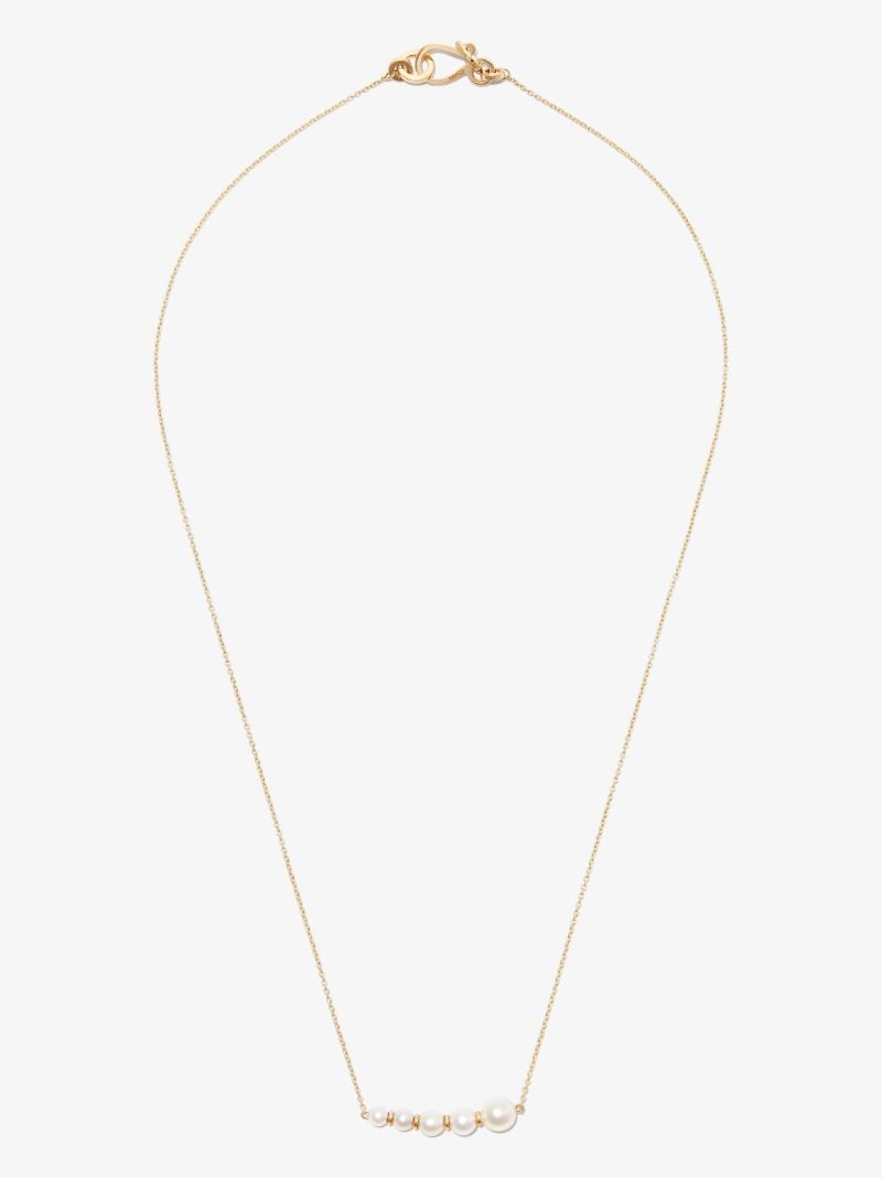 14k Yellow Gold Lune Pearl Necklace