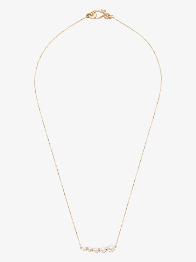 14k Yellow Gold Lune Pearl Necklace