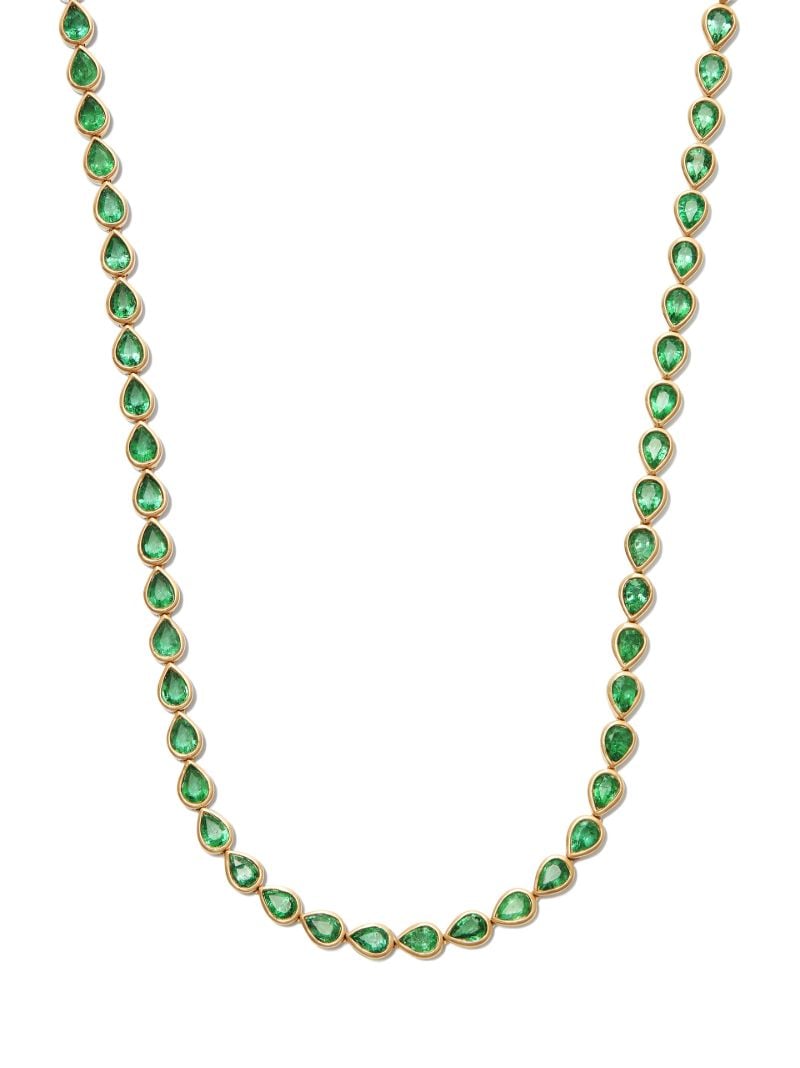 18k Yellow Gold Emerald Choker Necklace