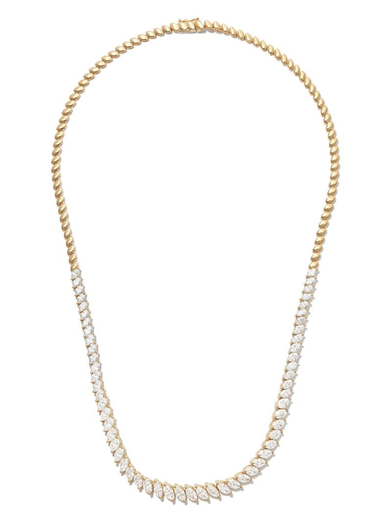 18k Yellow Gold Graduated Marquise Diamond Choker Necklace