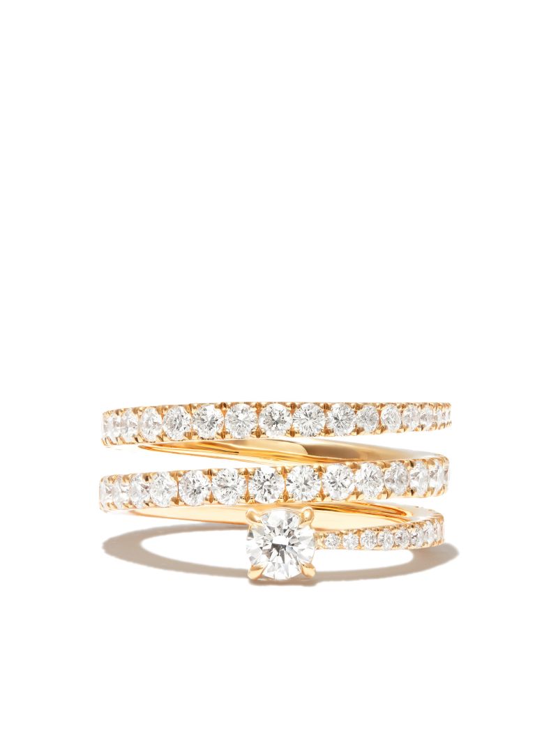 18k Gold Diamond Coil Ring