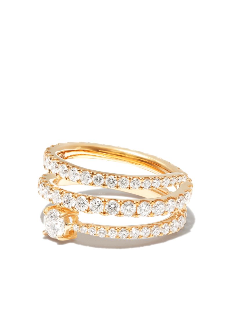 18k Gold Diamond Coil Ring