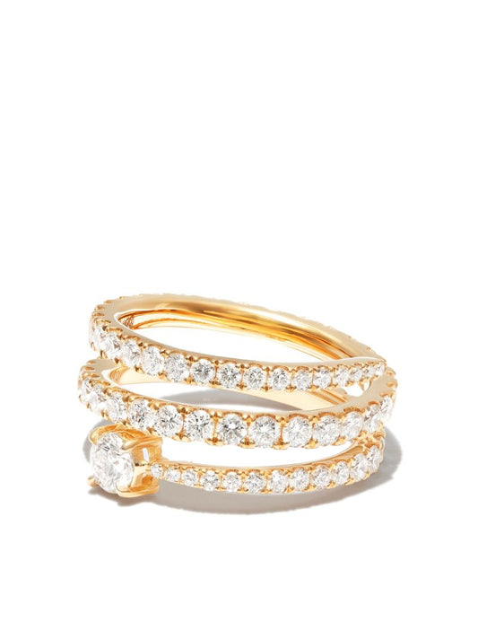 18k Gold Diamond Coil Ring