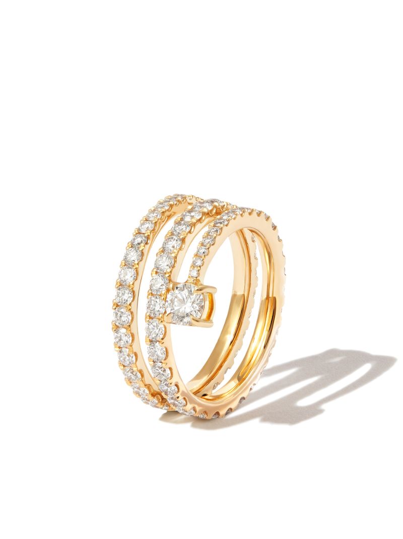 18k Gold Diamond Coil Ring