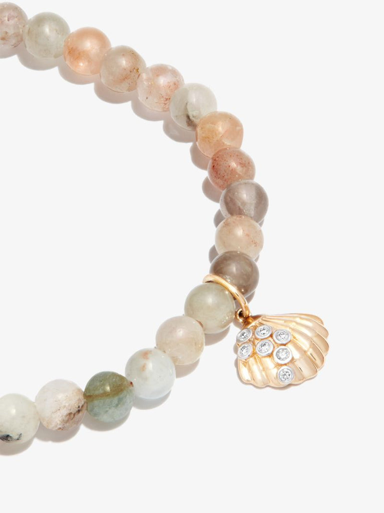 14k Yellow Gold Clam Morganite Diamond Necklace