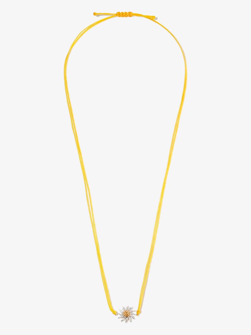 9k White Gold Sun Citrine Diamond Pendant Necklace