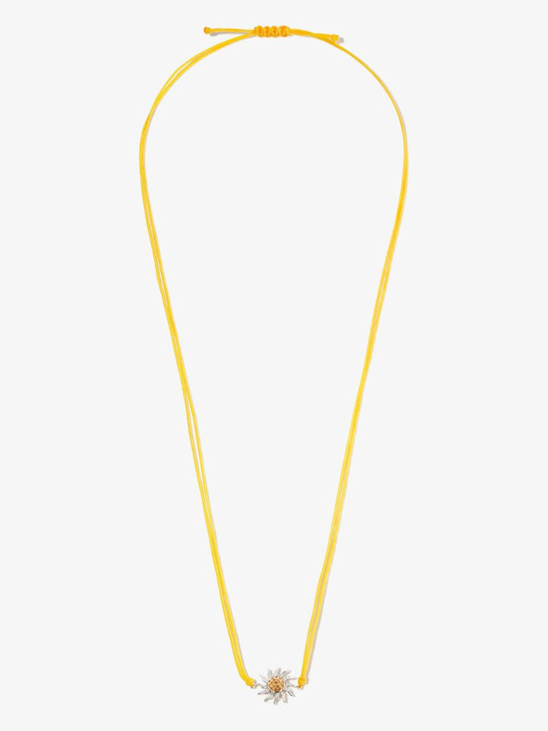 9k White Gold Sun Citrine Diamond Pendant Necklace