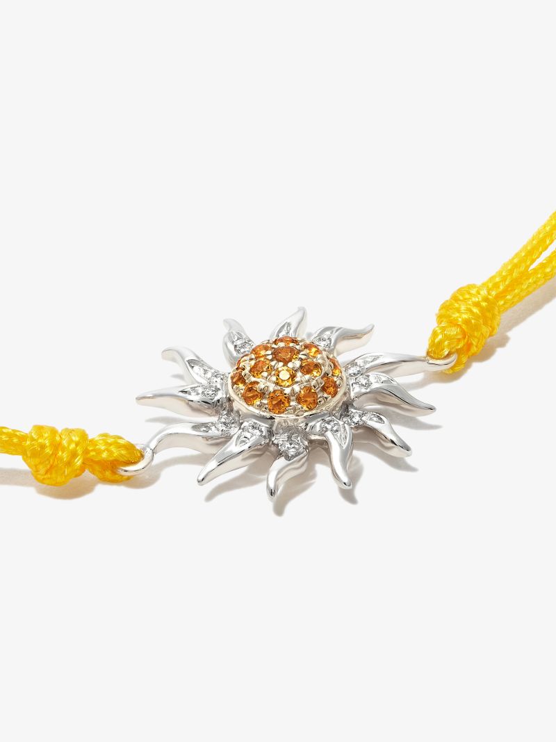 9k White Gold Sun Citrine Diamond Pendant Necklace