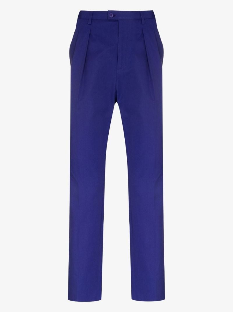 Blue Pleated Loose Leg Trousers