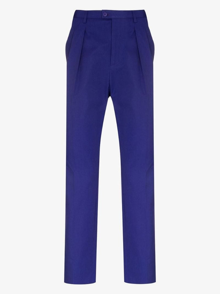 Blue Pleated Loose Leg Trousers