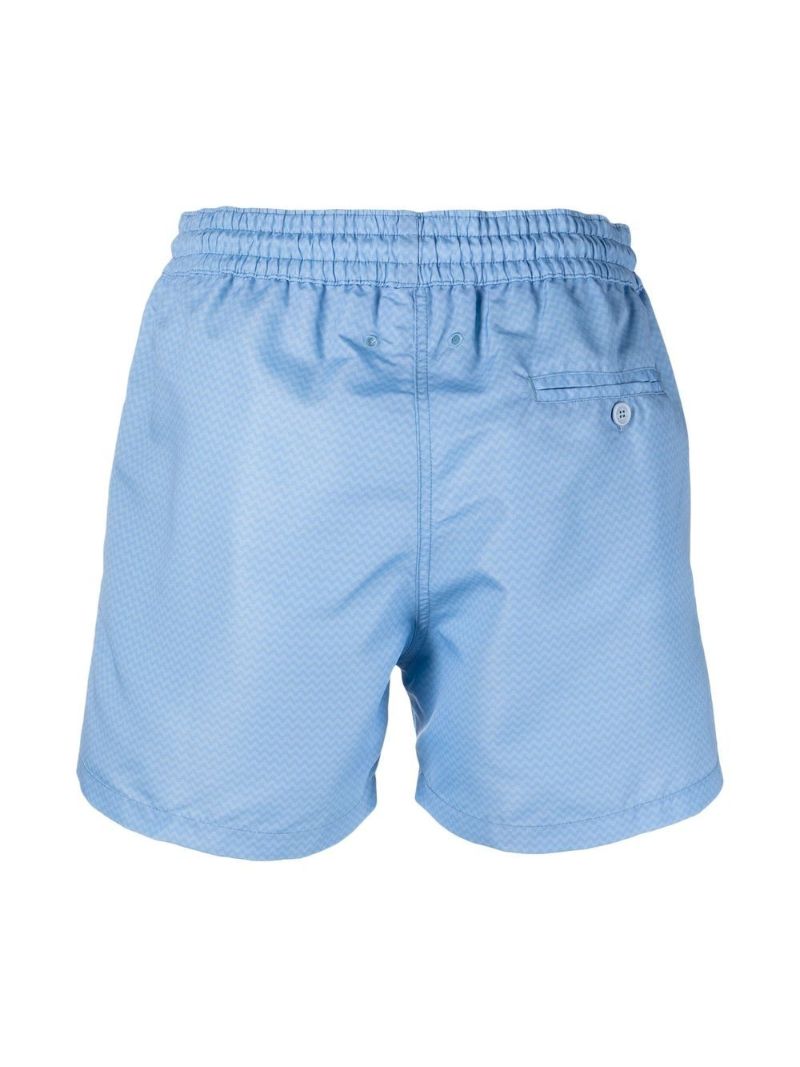 Blue Zigzag Print Swim Shorts