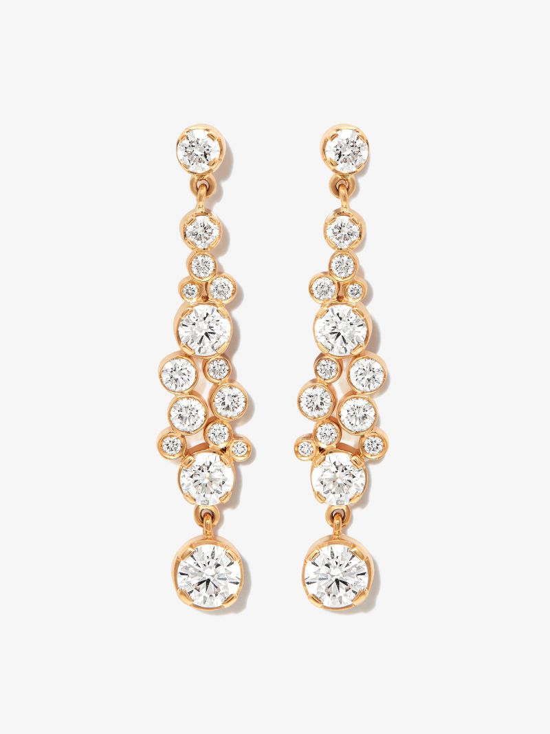 18k Yellow Gold Splash Diamond Drop Earrings