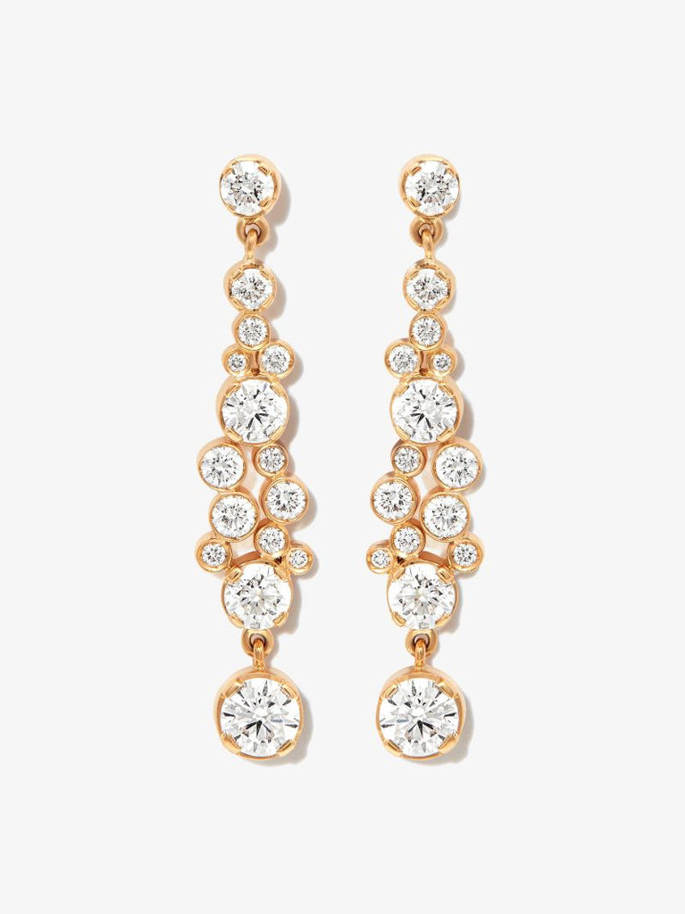 18k Yellow Gold Splash Diamond Drop Earrings