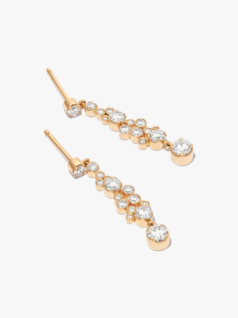 18k Yellow Gold Splash Diamond Drop Earrings