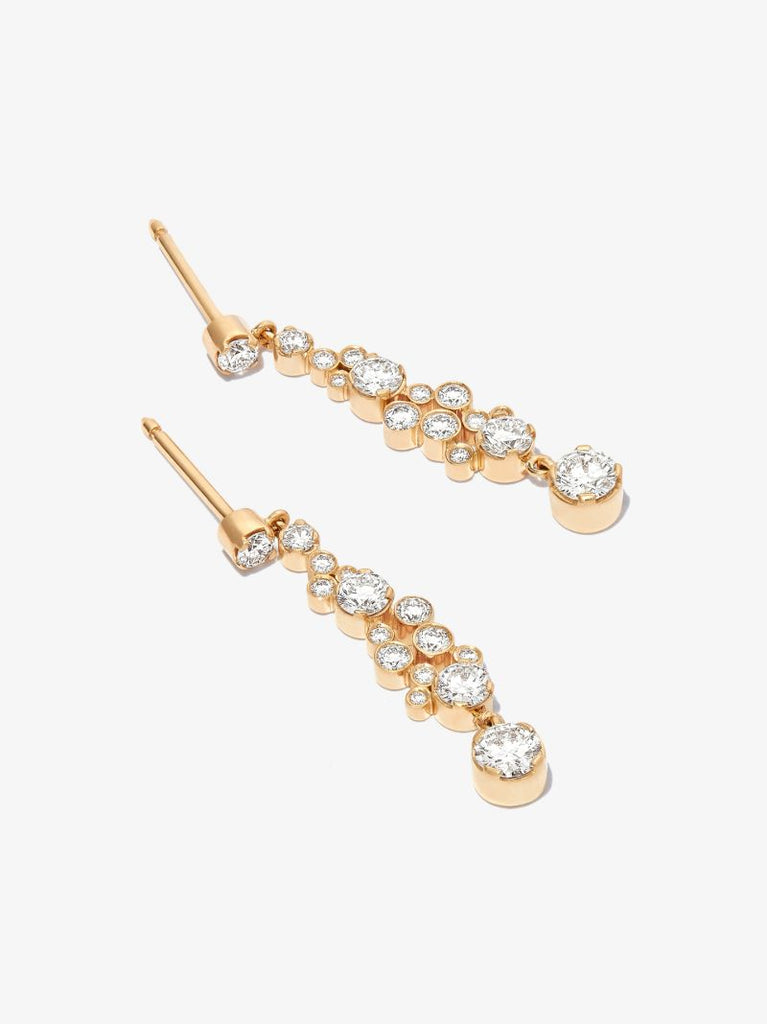18k Yellow Gold Splash Diamond Drop Earrings