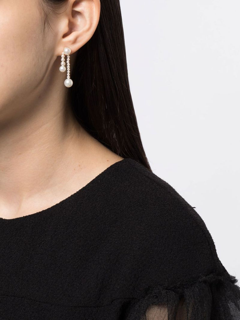 14k Yellow Gold Ruban De Perle Pearl Drop Earrings