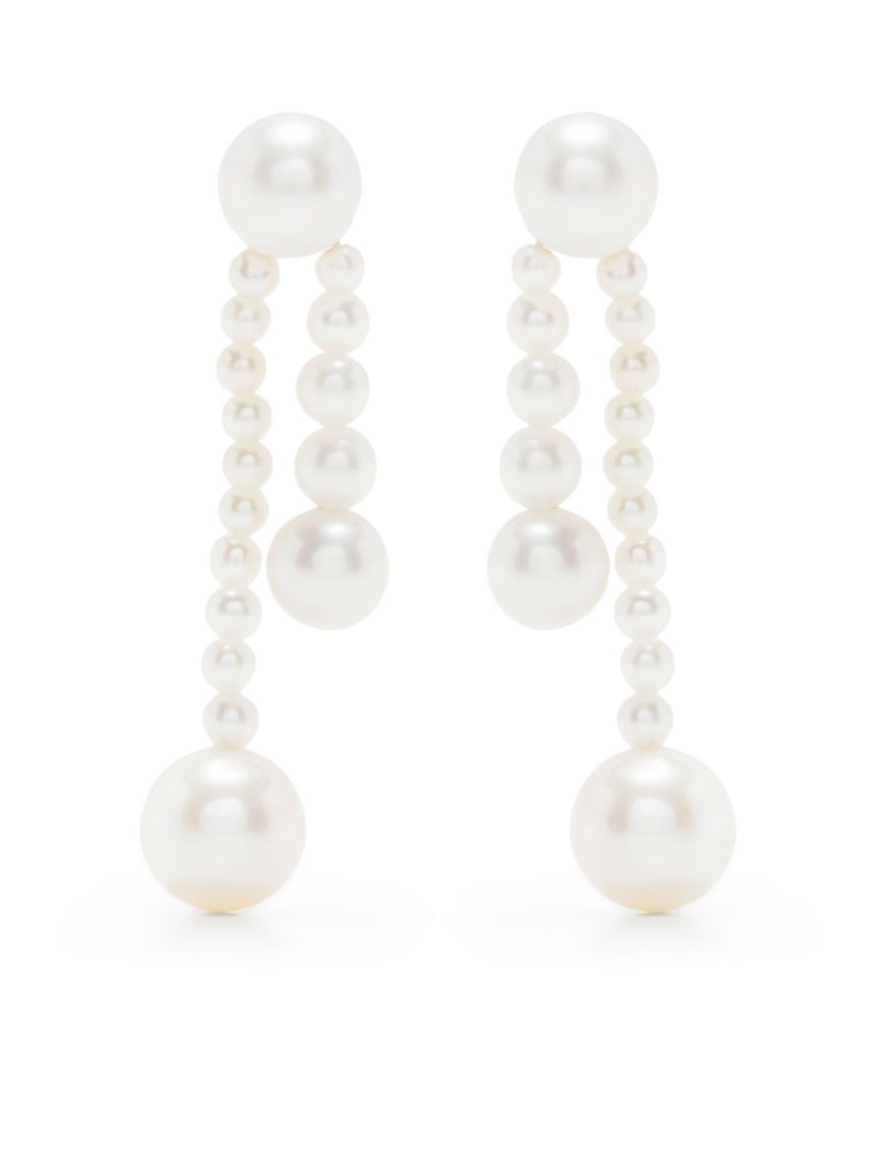 14k Yellow Gold Ruban De Perle Pearl Drop Earrings