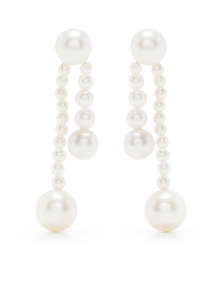 14k Yellow Gold Ruban De Perle Pearl Drop Earrings