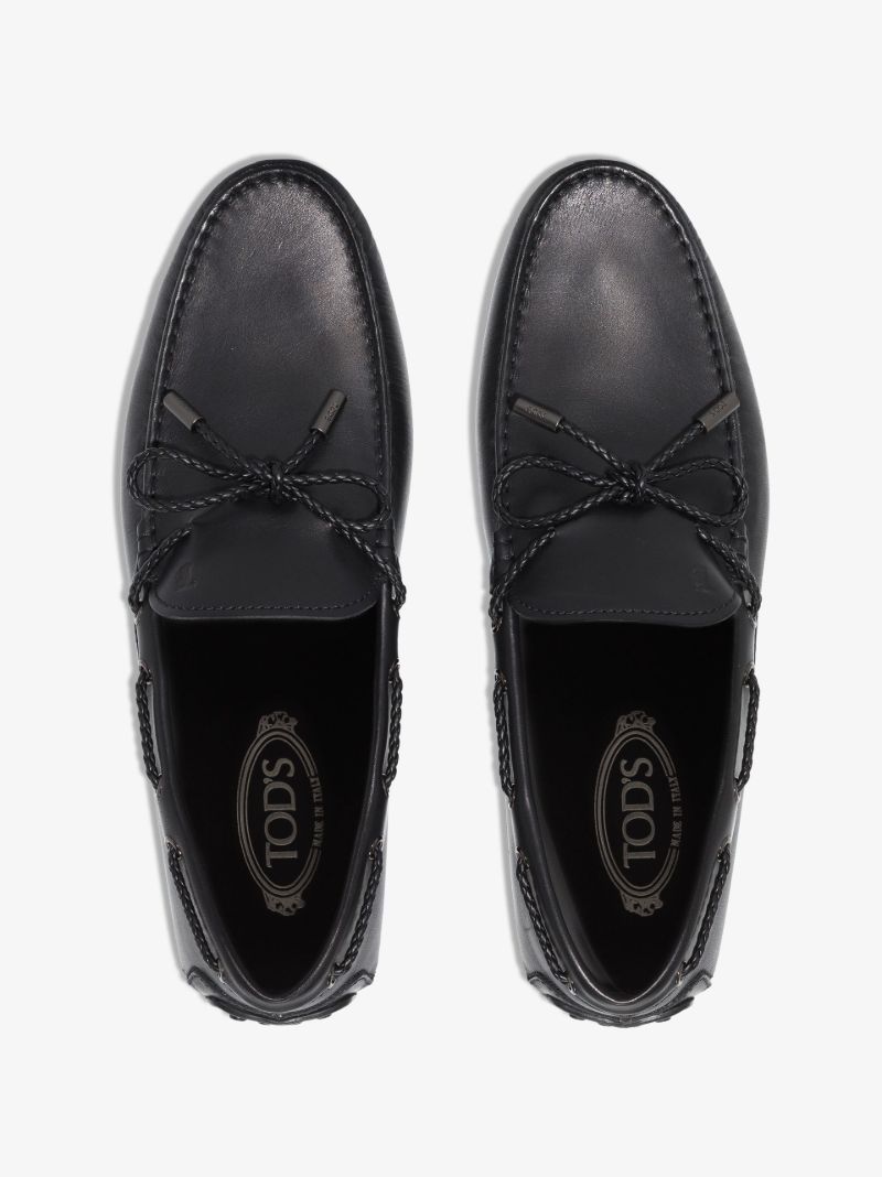 Black Bow Leather Driving Loafers
