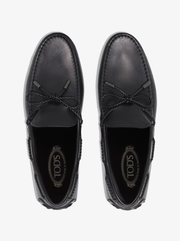 Black Bow Leather Driving Loafers