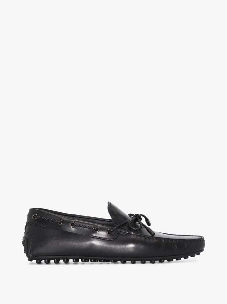 Black Bow Leather Driving Loafers