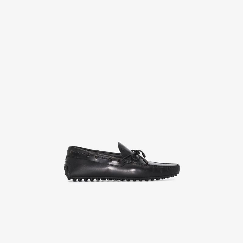 Black Bow Leather Driving Loafers