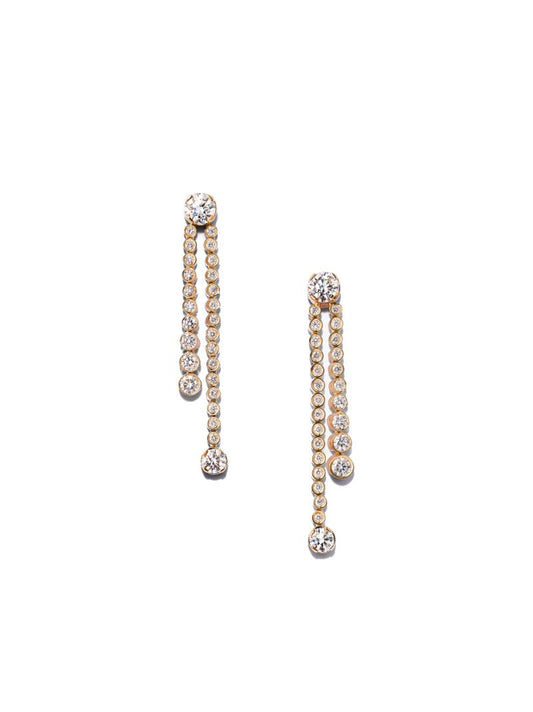 18k Yellow Gold Ruban Diamond Drop Earrings