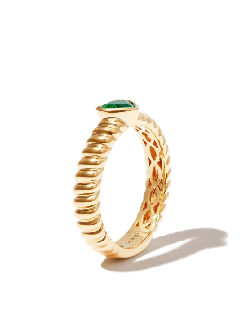 18k Yellow Gold Zoe Emerald Heart Ring