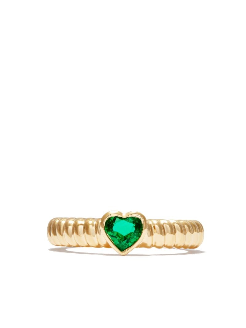 18k Yellow Gold Zoe Emerald Heart Ring