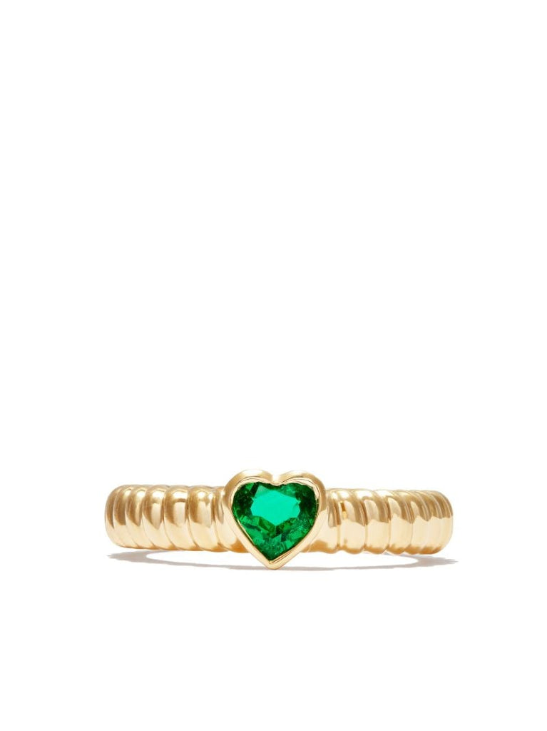 18k Yellow Gold Zoe Emerald Heart Ring