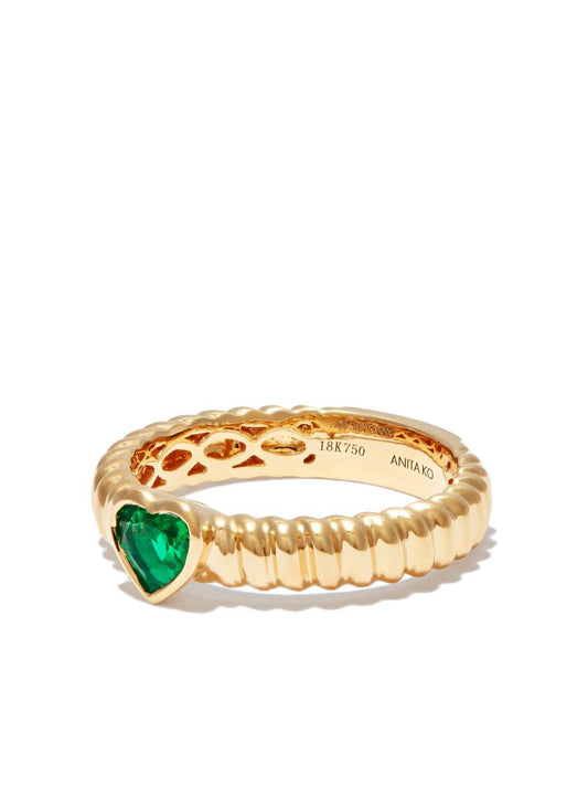 18k Yellow Gold Zoe Emerald Heart Ring