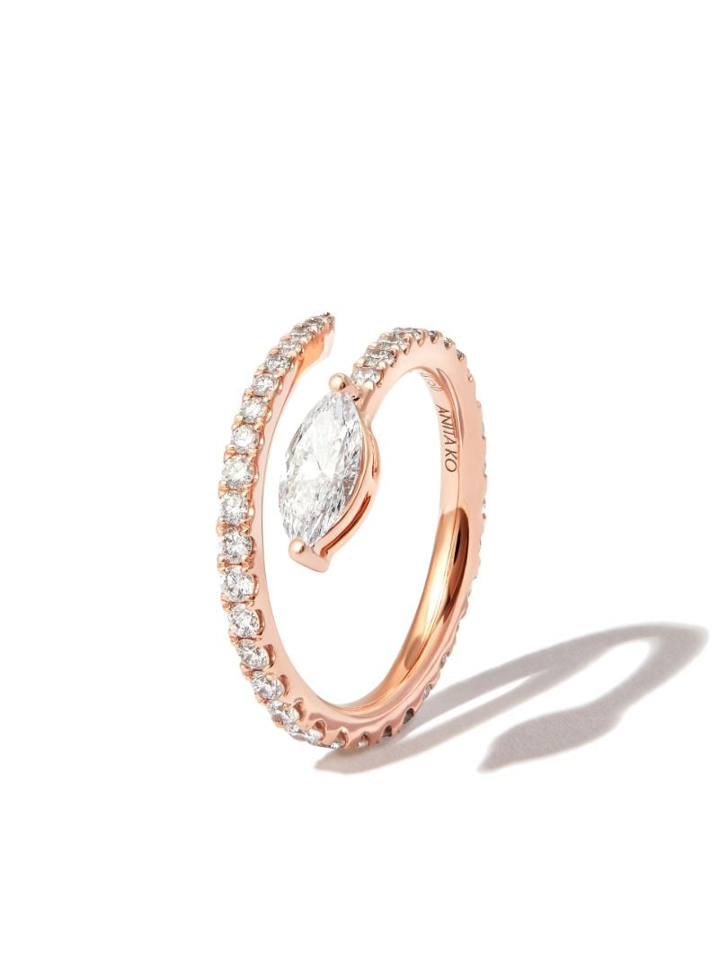 18k Rose Gold Diamond Coil Ring