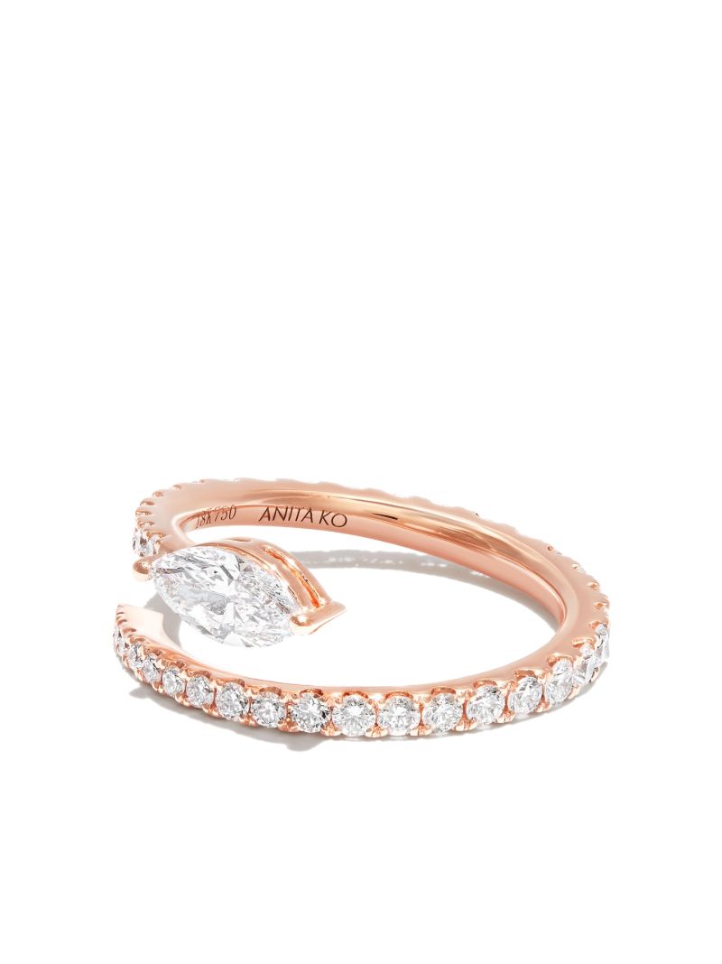 18k Rose Gold Diamond Coil Ring