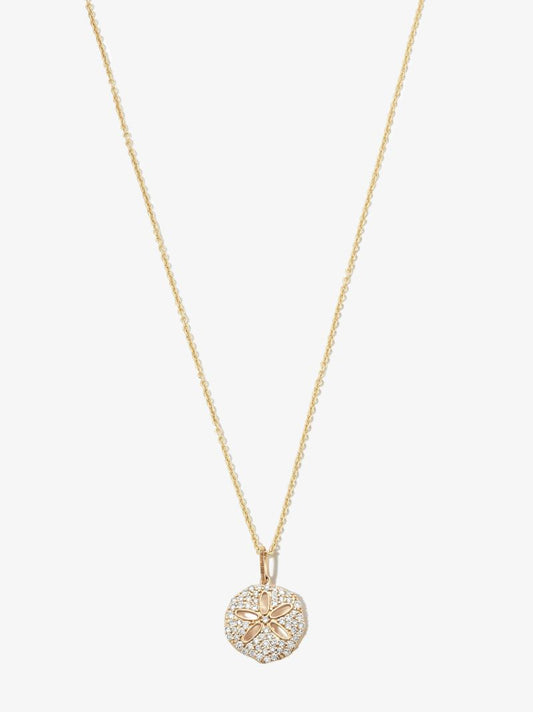 14k Yellow Gold Sand Dollar Diamond Necklace