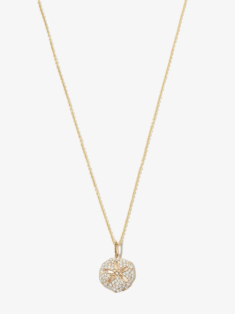 14k Yellow Gold Sand Dollar Diamond Necklace