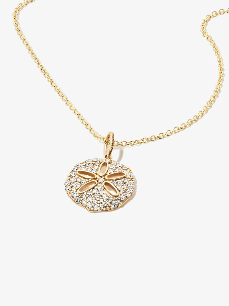 14k Yellow Gold Sand Dollar Diamond Necklace
