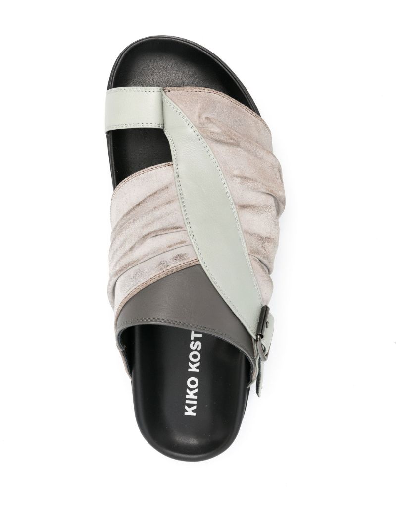 Grey Valakas Ruched Leather Sandals