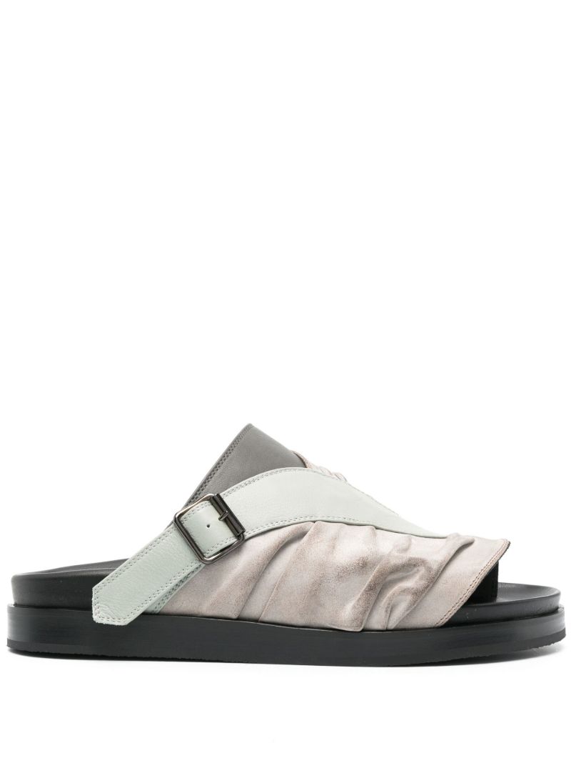 Grey Valakas Ruched Leather Sandals