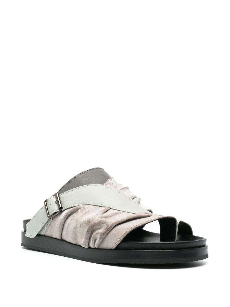 Grey Valakas Ruched Leather Sandals