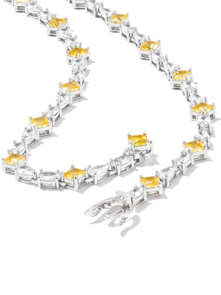 Sterling Silver Multi Cut Crystal Tennis Necklace